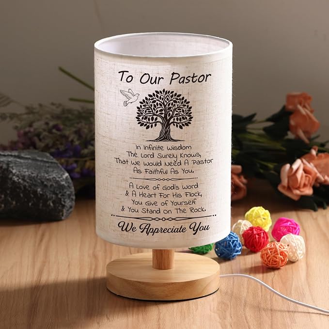 WSYEAR Appreciation Gifts - Unique Pastor Gifts for Pastor Day, Christmas, Birthday, Anniversary, Fathers Day, Fabric Bedside Decor Lamp