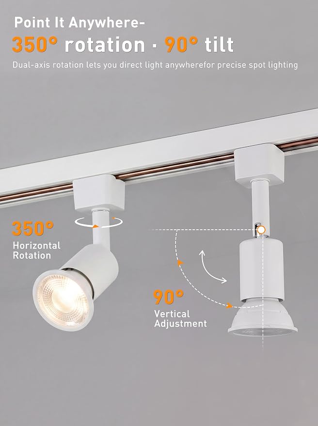 CLOUDY BAY [12 Pack] H Type Track Lighting Heads to Gu10 Base Socket Light Direction Adjustable,White