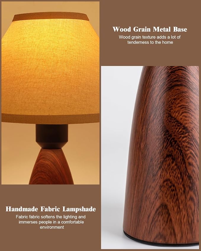 Nusogon Touch Table Lamp for Nightstand - 3-Way Dimmable Small Bedside Lamp | 3s Quick Shut-Off Smart Desk Lamp for Bedroom, Living Room, Reading, Nursery, LED Bulb Included