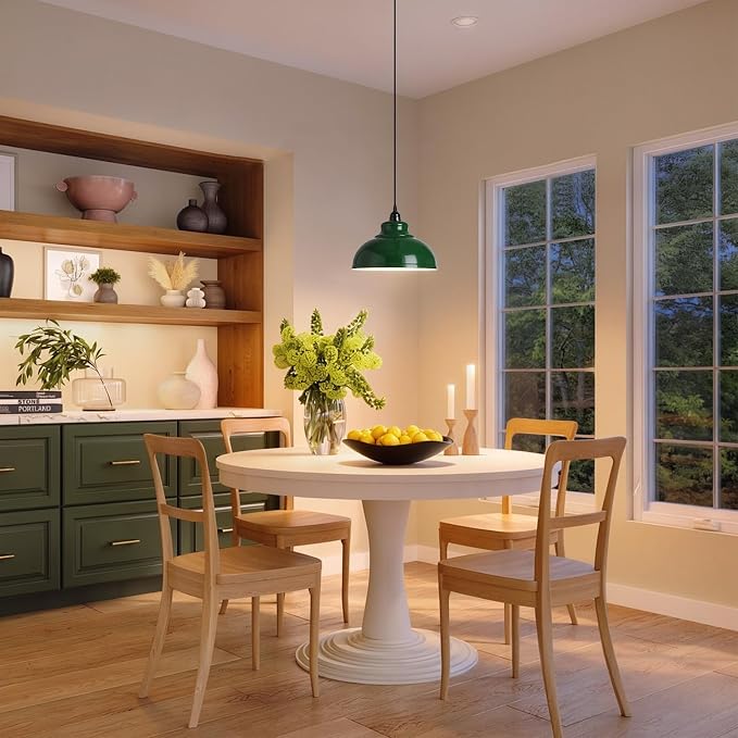 XZHGCEE Plug in Pendant Light: Green Hanging Lamp Plug in, 14.7ft Swag Lamp Cord with On/Off Switch for Kitchen Island/Dining Room/Bedroom/Living Room Hanging Light, No Bulb