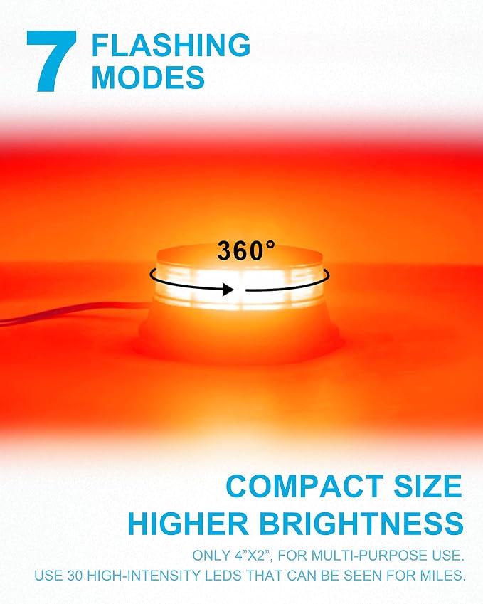 Agrieyes W16S Amber LED Beacon Lights, Emergency Strobe | Warning/Strobe Flashing