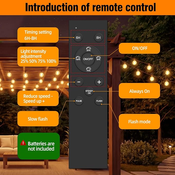 Nisocy 100FT Solar String Lights Outdoor, G40 Shatterproof Patio Lights with Upgraded Remote, Solar & USB Charging, Dusk to Dawn, Waterproof Hanging Bistro Lights for Backyard Garden RV Camping