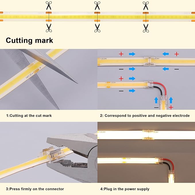 24V COB LED Strip Light 65.6ft (2 Rolls of 32.8ft) Kit, 4000K Natural White Cuttable 11W/M 312LEDs/M CRI 93 LED Tape Lights with Power Supply for Bedroom Kitchen Living Room Ceiling