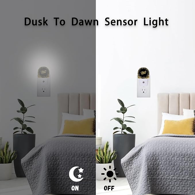 Happy Birthday Night Lights Plug into Wall for Girls Boys Room,Night Light LED Lamp Dusk to Dawn Sensor Round Lamp for Bedroom Bathroom Hallway Home Wall Decor