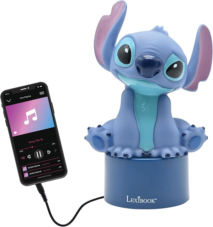 LEXiBOOK, Stitch Nightlight Speaker, NS01D | Colour changing light, Soft glow, Battery operated