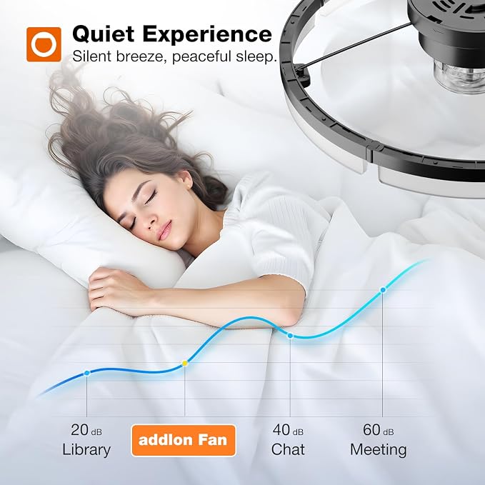 addlon 20" Low Profile Fandelier Ceiling Fans with Lights and Remote, Black | 3000-6000K Dimmable LED, 6 Speeds, Reversible DC Motor, Remote and App Control, Memory Function, Timer, Quiet