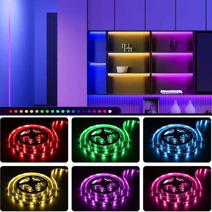 Two Sets 13.2ft Battery Powered LED Strip Lights, RGB Color Changing LED Lights with 3-Key Controller, AA Battery Operated Flexible Light Strip for Bedroom, TV Backlight, Closet, Camping(2)