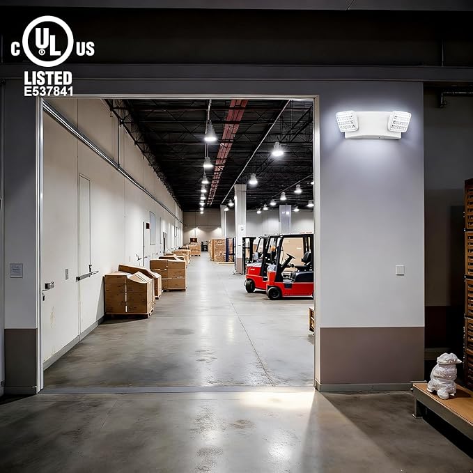 LIT-PaTH LED Emergency Lighting Fixtures with 2 LED Heads and Back Up Batteries- US Standard Exit Light, UL 924 and CEC Qualified, 120/277 Voltage, 6-Pack