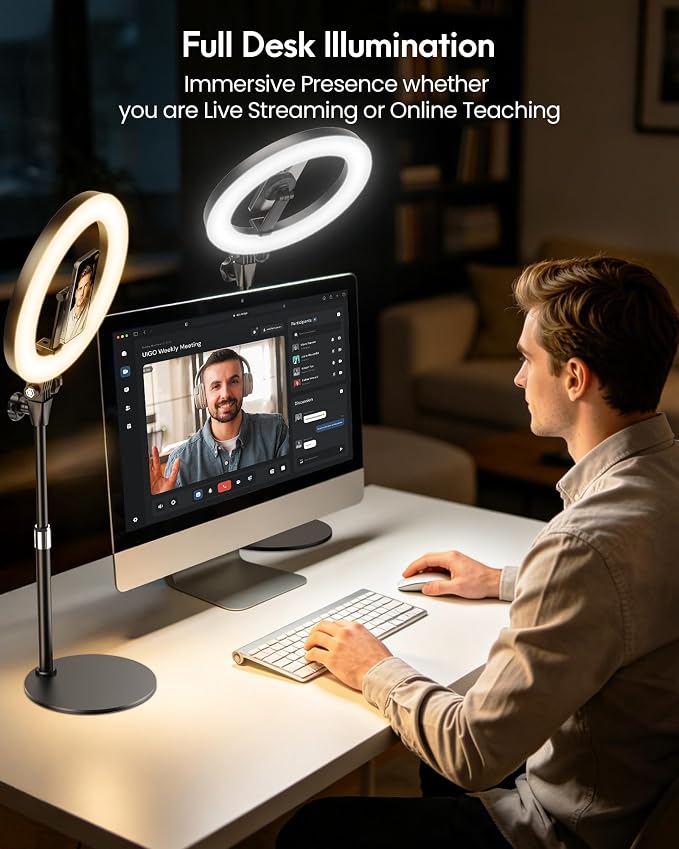 Upgrade 10.5" Ring Light for Desk with Magnetic Phone Holder for Computer | 30 Light Modes, Zoom Lighting for Computer, Desk Light for Video Conference, Circle Light for Video Recording, Streaming