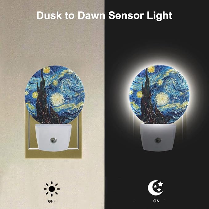 EKOBLA Van Gogh Starry Night Night Light, Art Night Lights Plug Into Wall with Auto Sensor, 0.5W Sleep Friendly for All Ages