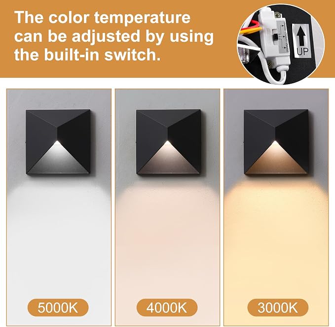 Outdoor Light Fixture Wall Mount with 3 Lighting Modes, LED Exterior lighting fixtures for Outside, Modern Front Porch Lights, Waterproof Black Wall Sconce for House, Patio, Garage, Doorway, Entryway