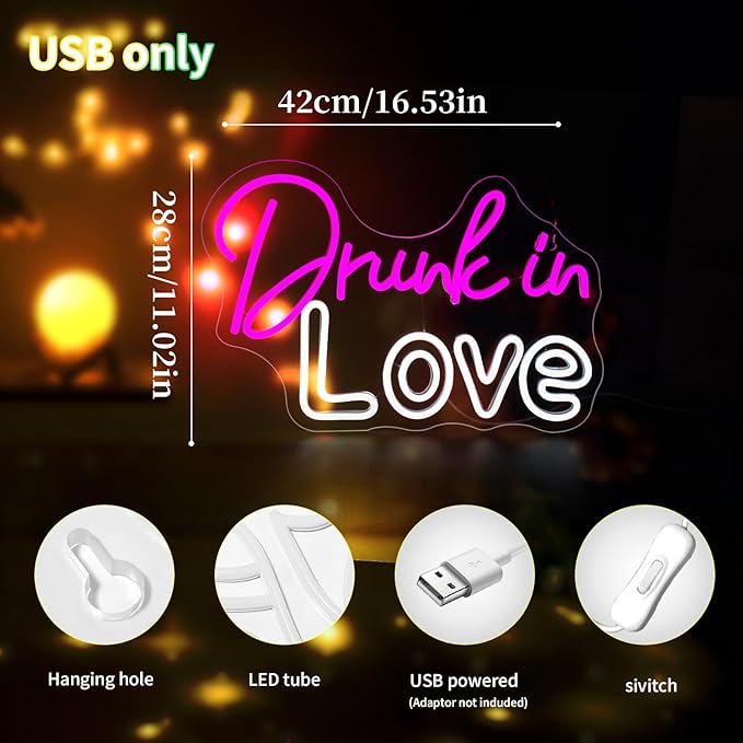 Love Neon Sign for Wall Decor Led Neon Signs Light Up Sign Room Decor Neon Lights Sign USB Powered