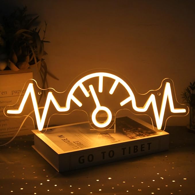 Car Dashboard Neon Sign Garage LED Neon Lights for Man Cave Game Room Decor | Automobile Speedometer Design, Auto Repair Shop Decor, Orange LED Wall Sign, Acrylic Wall Art, Neon Lights Signs for Garage