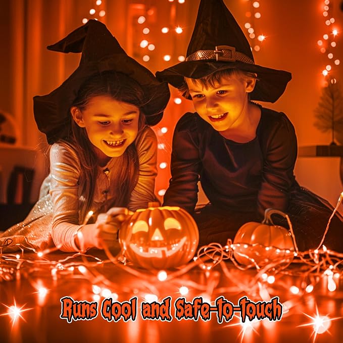 Minetom 6 Pack Orange Fairy Lights for Halloween Decor | 7ft 20 LED, Battery Operated, Waterproof Short Micro Firefly Lights for Pumpkin DIY Craft Paper Lantern Decor