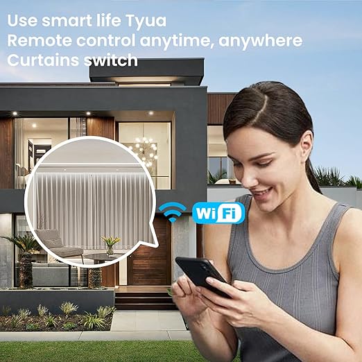Smart Curtain Switch Single Gang 2.4GHz Wi-Fi Touch Switch, Neutral Wire Required,Work with Smart Life/Tuya App and Alexa,Tempered Glass Panel,White