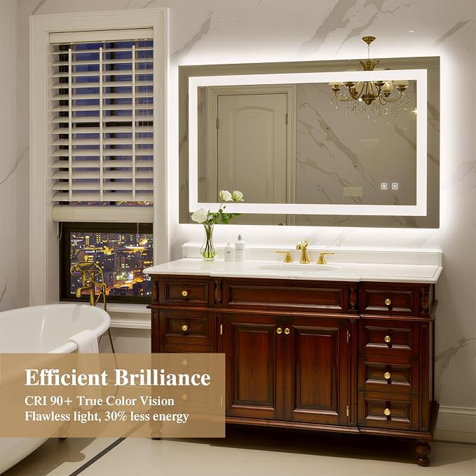 40X24 Inch Frontlit+ Backlit LED Bathroom Mirror with Lights | Bathroom Vanity Mirror for Wall, Ultra-Clear Tempered Glass, Shatter-Proof, Anti-Fog and Memory Function, ETL Listed