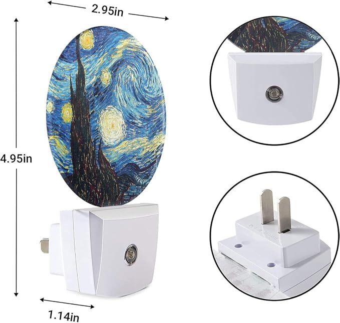 EKOBLA Van Gogh Starry Night Night Light, Art Night Lights Plug Into Wall with Auto Sensor, 0.5W Sleep Friendly for All Ages