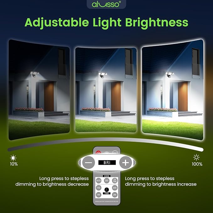 LED Security Lights Motion Sensor, 36W 3000LM Flood Lights Outdoor Motion Sensor with Remote, Dimmable Brightness 3000K-6000K CCT IP65 3 Heads Outdoor Security Light for House Garage Yard 1 Pack