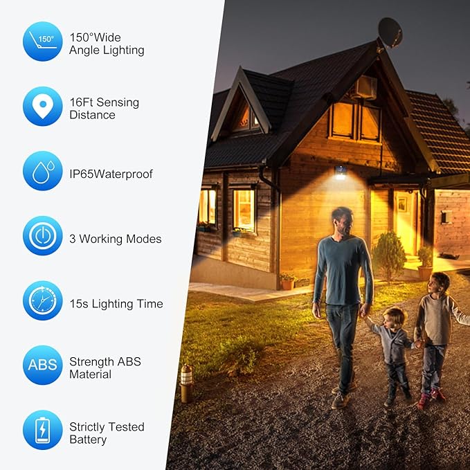 Solar Lights Outdoor, 10 Pack Solar Motion Sensor Outdoor Lights with 3 Lighting Modes, IP65 Waterproof Solar Fence Lights for House (Warm White)
