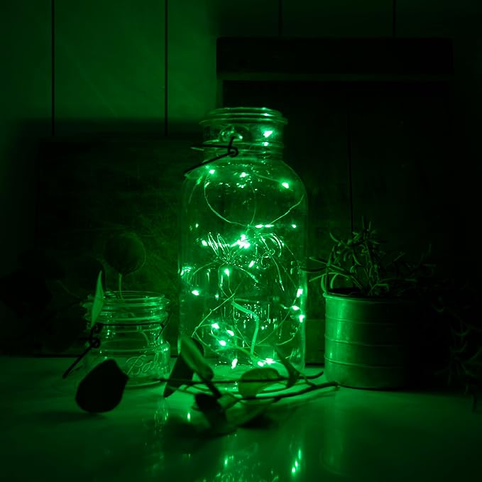 Hogg 12 Pack LED Fairy Lights - 7 ft, Centerpiece Table Decorations for Party, Small LED Lights Battery Operated, Center Pieces Decoration for Table, Battery Powered Firefly Fairylights, Green