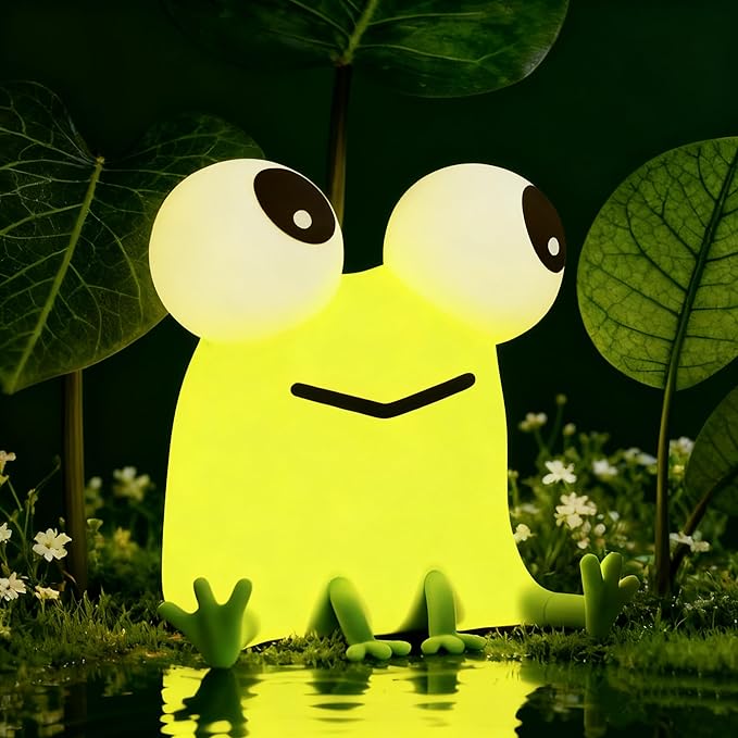 Frog Night Light, Kids Squishy Cute Lamp, Big Eyes Frog Gifts, Rechargeable Dimmable Bedside Nightlight, Silicone LED Funny Light Up Animal, Boy Girls Baby Nursery College Dorm Décor