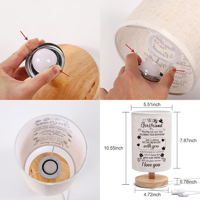 WSYEAR Romantic Gifts for Girlfriend Mothers Day Gifts, Night Light Lamp, Girlfriends Birthday Gifts for Her from Boyfriends
