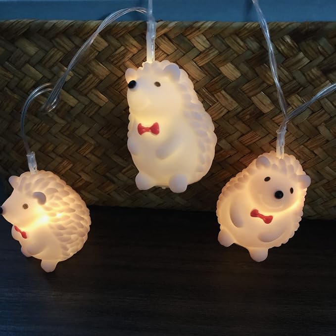 Hedgehog String Lights 5.4ft 10 LED Pets Fairy Llights Battery Operated Animal Night Lights for Children Bedroom Home Holiday Decortion (Hedgehog, 1.65m/10LED)