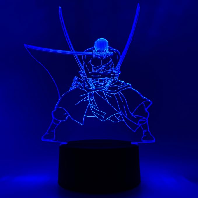 Otaku Lamps Zoro One Piece – Anime Lamp Figure Night Light, 16 Color RGB LED – 3D Anime Room Décor Gift for Otaku