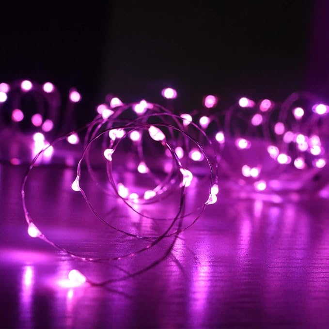 6 Pack Fairy Lights Battery Operated 10ft Silver Wire 30LEDs Pink | No Remote,Battery Operated Fairy Lights,Waterproof Silver Wire, Micro Starry Lights for DIY Wedding Centerpiece Table Décor