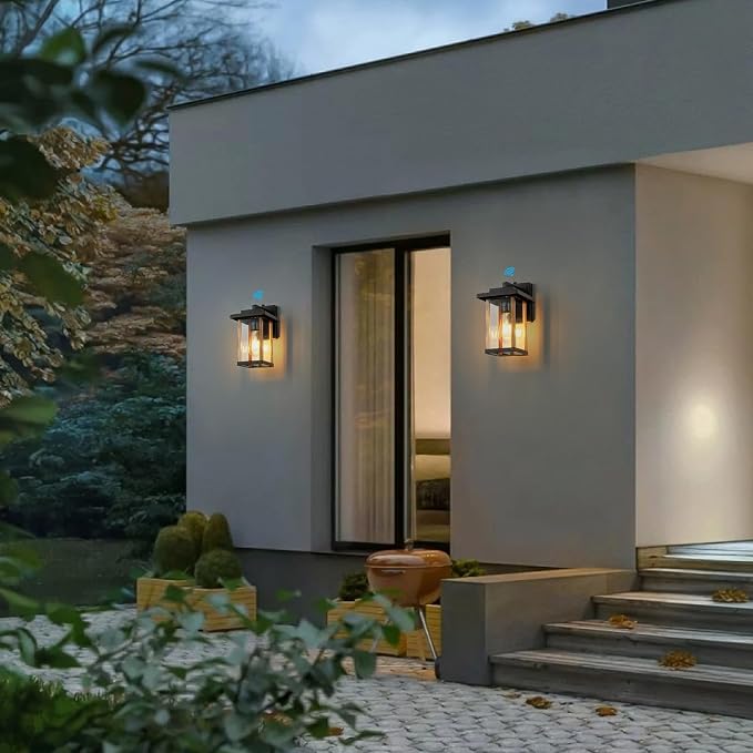 Outdoor Wall Sconce, Dusk to Dawn Outside Porch Light Fixture 2 Pack