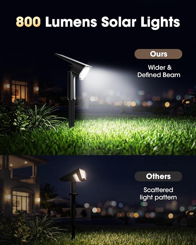 AloftSun Solar Spot Lights Outdoor Waterproof IP68, Solar Landscape Lights- 30 LED/2 Modes Solar Powered Spotlights,Landscape Lighting for Yard and Garden,White,4 Pack