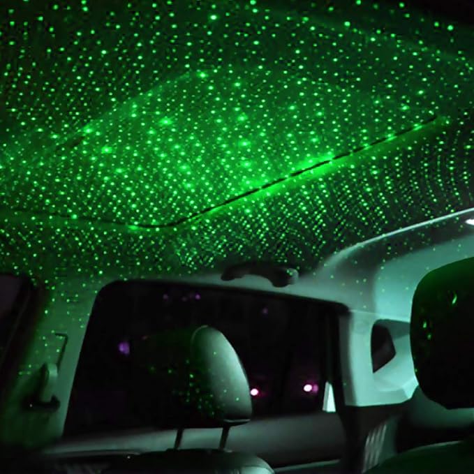 Star Projector Night Light Adjustable Romantic Galaxy Flexible USB Interior Car Lights, Portable Night Lamp Decorations for Ceiling, Bedroom, Party and More (Green)