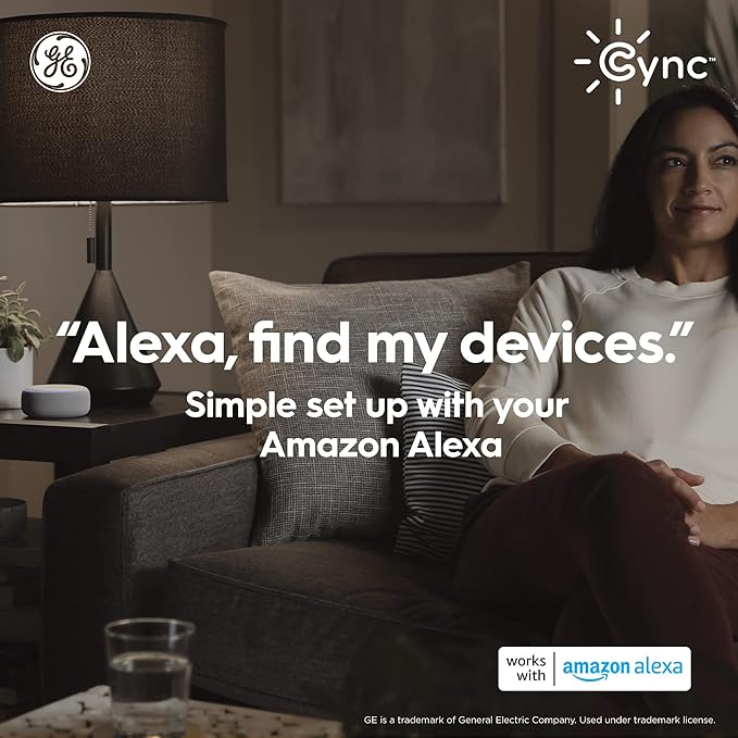 GE CYNC Smart Full Color A19 LED Light Bulb, 60W Replacement, Bluetooth/Wi-Fi Enabled, Alexa + Google Home Compatible Without Hub, 2-Pack (Packaging May Vary)