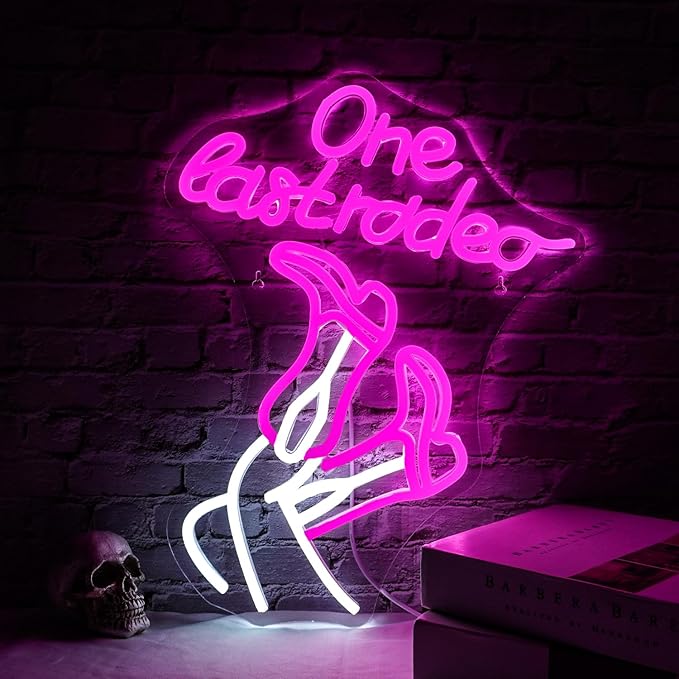 WLHOPE One Last Rodeo Neon Sign Cowboy Boots Neon Sign Led Sign, Cowgirl Neon Signs for Wall Decor,Connectivity Via Licked Neon Light for Bedroom Home Bar Club Hotel Party Western Decor