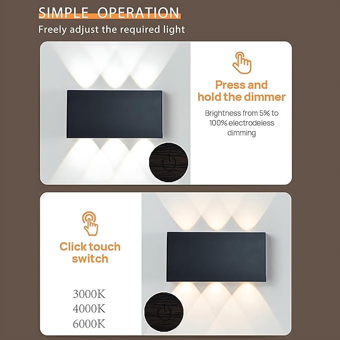 Shelprojsu 2 Pcs LED Magnetic Wall Sconce Lights,5000mAh Wireless Bedside Wall Light USB Rechargeable Reading Wall Lamp,3 Lighting Colors and Dimmable Battery Operated Wall Sconces (Black, 2 pcs)