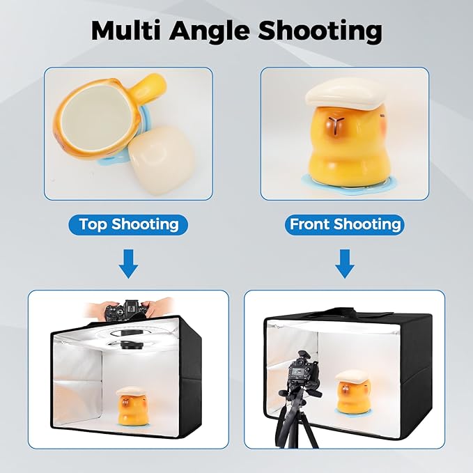 Photo Light Box, 16"x12"x12" Foldable Photography Light Box with CRI>95 120 Light Beads. Dimmable Shooting Tent Kit with White and Warm Light. 6 Color Backdrops Photo Booth for Studio Products Display