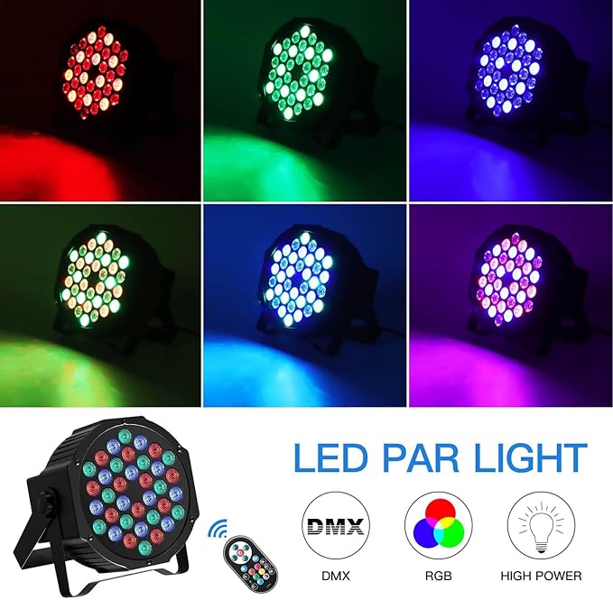 U`King Stage Lights, 36 RGB LED Par Lights, DJ Light Stage Lighting Indoor for Christmas Halloween Music Party Disco Wedding, DMX Control Sound Activated Party Light, 20 Packs