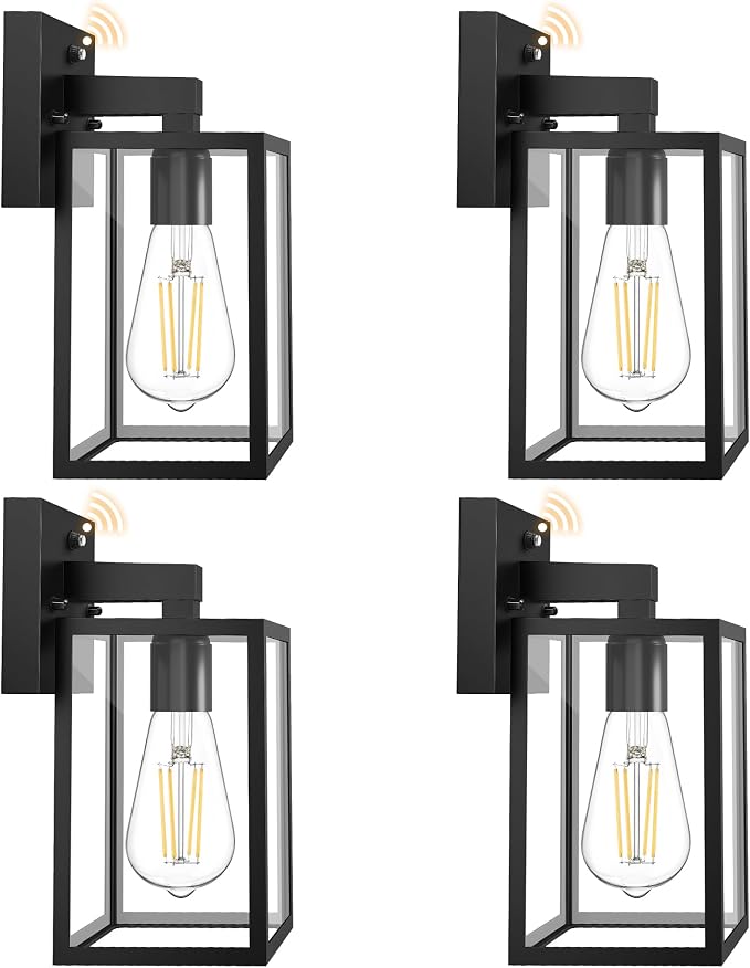 4 Pack Dusk to Dawn Outdoor Wall Light Fixtures | Exterior Porch Light Waterproof Wall Sconces Lanterns