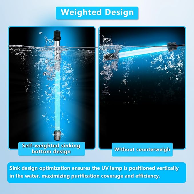 55W Pond UV Light for 500-6000 Gallon, Pond UV Light with 17FT Cord | UV Pond Water Clarifier for Koi Pond, Swimming Pool, Spa, Large Fish Tank, Cold Plunge UV Light for Pond Algae Control