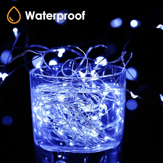 kolpop 5 Pack Fairy Lights Battery Operated with Timer, 50 LED Mini String Light Battery Powered, Blue Tiny Lights for Indoor Wedding Decorations