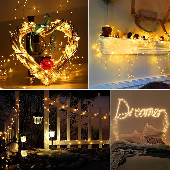 Ultra Long LED String Lights 164ft 500 LEDs Copper Wire Lights, UL Listed Plug in Warm White Fairy Lights with ON/Off Switch for Bedroom Patio Wedding Party Valentines Day Decor