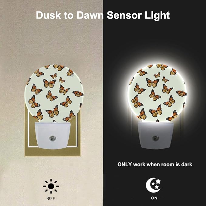EKOBLA Monarch Butterfly Night Light, Butterfly Night Lights Plug Into Wall with Dusk to Dawn Auto Sensor for Bedroom, Bathroom and Corridor
