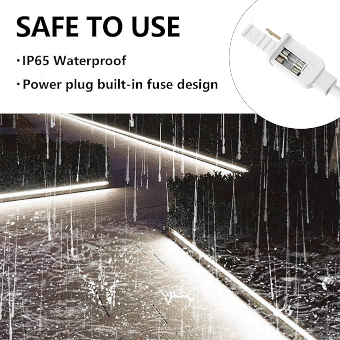 20ft Outdoor LED Rope Lights, Daylight White, 110V, Connectable, Waterproof, Flexible LED Rope Lighting for Indoor Outdoor Decoration, Garden, Patio, Bedroom,Party.