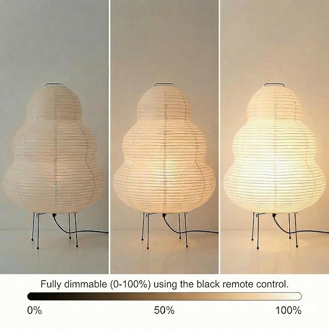 Akari Noguchi Rice Paper Lamp • Japanese Paper Lantern Lamp • Japanese Japandi Floor/Table Lamp for Soft Ambient Lighting (Akari)