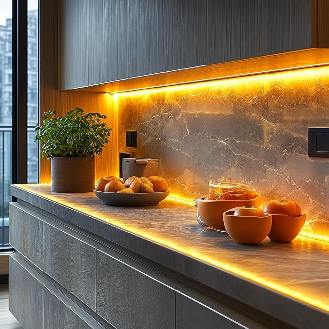 LED Strip Lights 24V COB Gold Yellow Dimmable led Lighting16.4ft (Kit) | Super Bright, Dotless High Density 7.2W/m, 8mm Width Cuttable Flexible, Home DIY Commercial Decoration