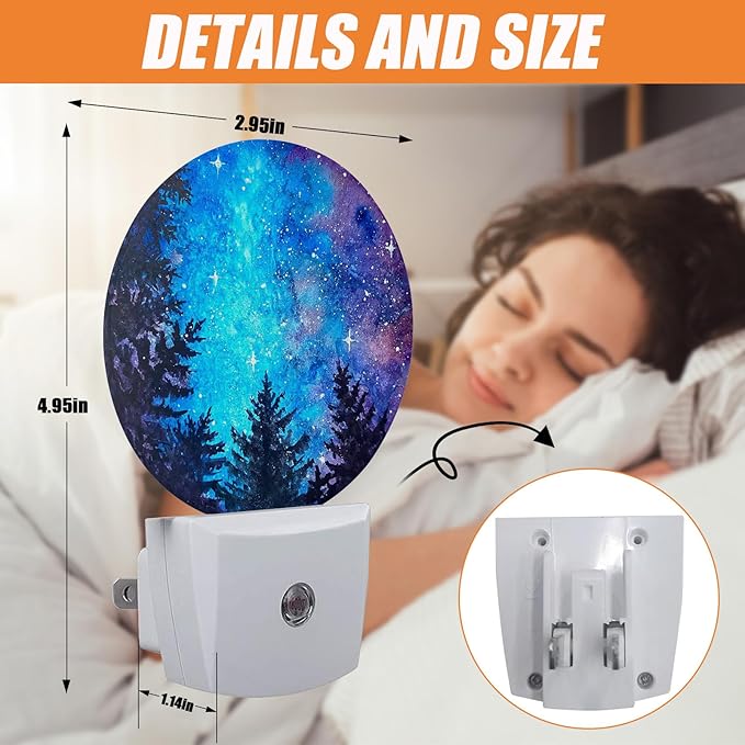Northern Night Light,Forest Galaxy Sky Nightlight Plug into Wall LED Lamp Auto Sensor Dusk to Dawn for Bedrooms/Kitchens/Toilets/Corridors,Energy-Saving
