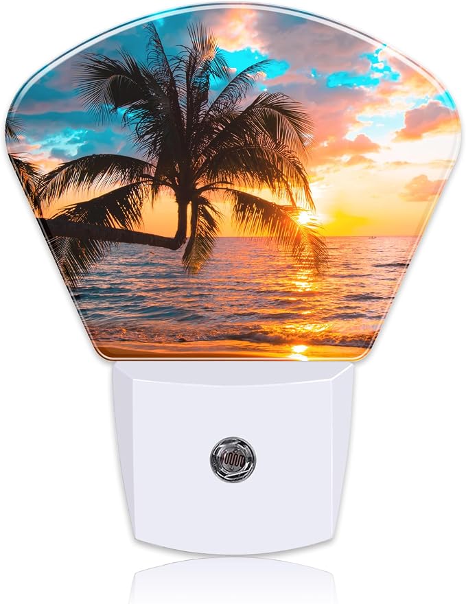 Beautiful Sunset Plug in Night Lights, Palm Tree Nightlight Plug Into Wall Dusk to Dawn Sensor for Kid Girls Boys Women Men Room, Hallway, Kitchen, Bathroom, Stairs Decor