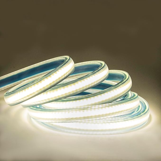 2 Meter Light Strips AC 110V LED Strip Lights IP67 Waterproof | Flexible LED Rope Lights 6.56 Feet 240LEDs 4000K Super Bright White Lighting Cuttable for Under Cabinet Home Garden Bedroom