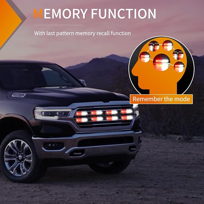 Nilight 8PCS Led Strobe Lights 12LED Red White Emergency Light 12V 24V Surface Mount Flashing Warning Hazard Beacon Lights Ultra Slim Sync Feature Mini Grille for Cars Trucks Off Road Vehicles SUV