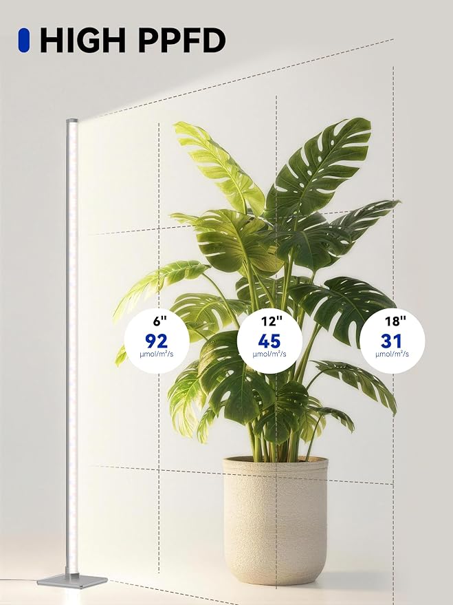 Vertical Grow Light for Indoor Plants, 60in LED Standing Lamp | 36W Full Spectrum Plant Lights with Auto Timer, 268 LEDs Dimming and 3 Light Modes for Wide Coverage Area in Indoor Gardens